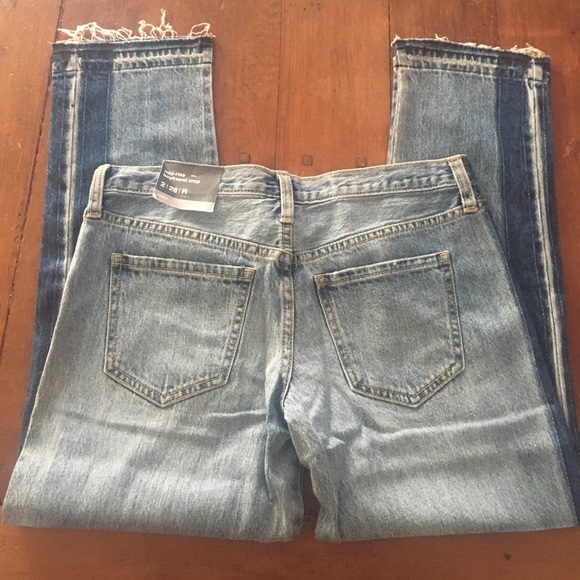 Cropped two-tone boyfriend jeans - Picture 2 of 2